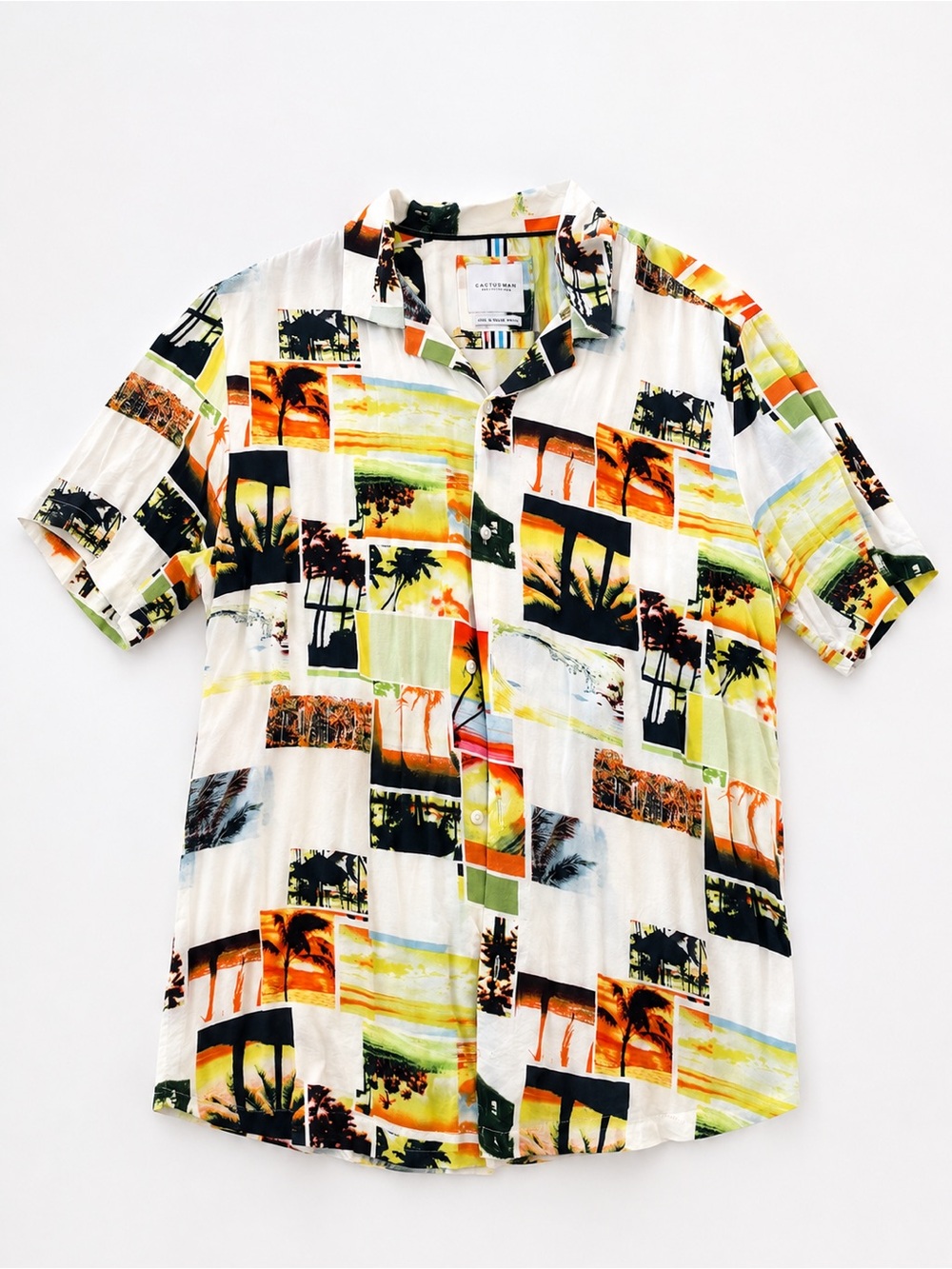 Cactus Man Ricky Singh Men’s Medium Tropical Hawaiian Camp Shirt 100% Viscose